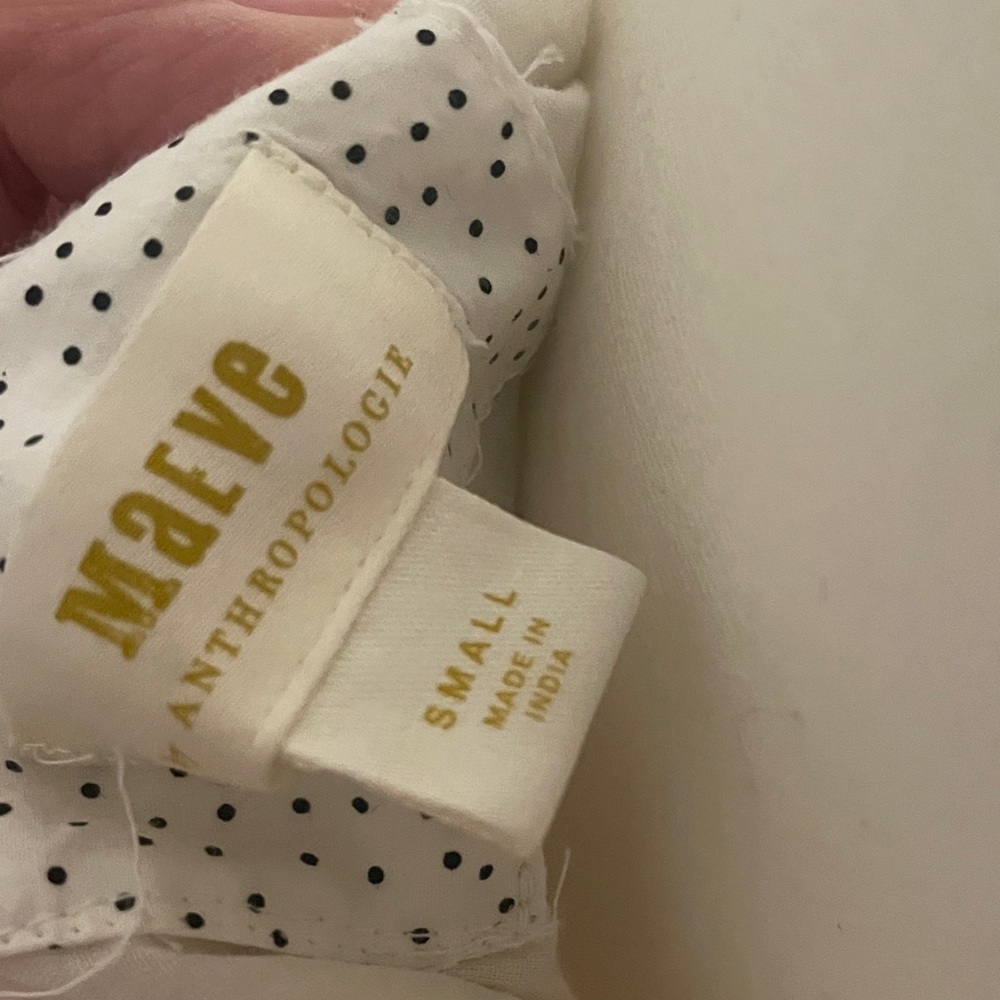 Anthropologie off white and navy Midi  linen Dress- - Picture 4 of 10